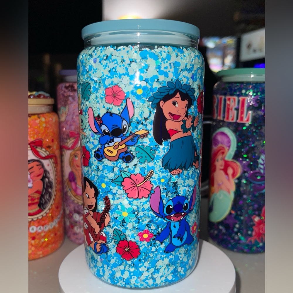 Disney Lilo & Stitch Blue Floral Tumbler